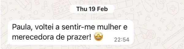Captura de ecrã de WhatsApp: testemunho de uma mulher que voltou a sentir-se merecedora de prazer